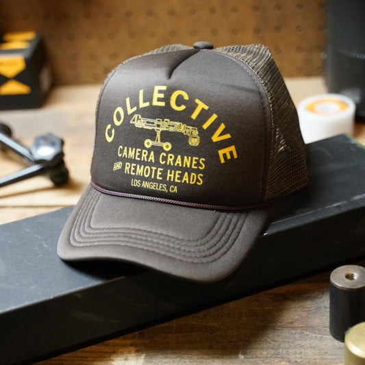 Vintage Crane Trucker Hat in Black – Film Crew Trucker Hat by Collective Camera Cranes
